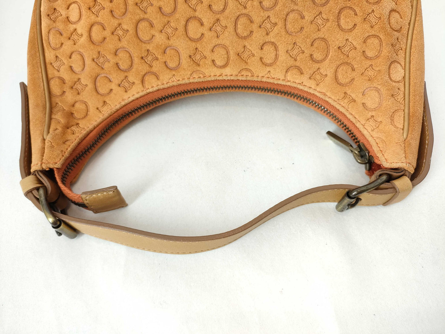 CELINE C Macadam Half Moon Shoulder Bag Handbag
