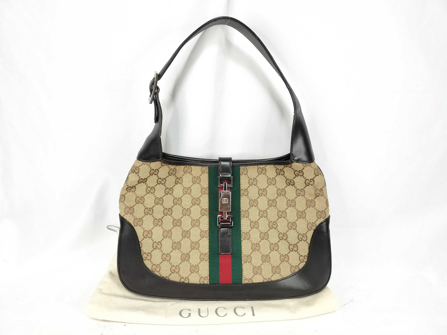 GUCCI Jackie Gucci GG Canvas Sherry Line Jackie Shoulder Bag