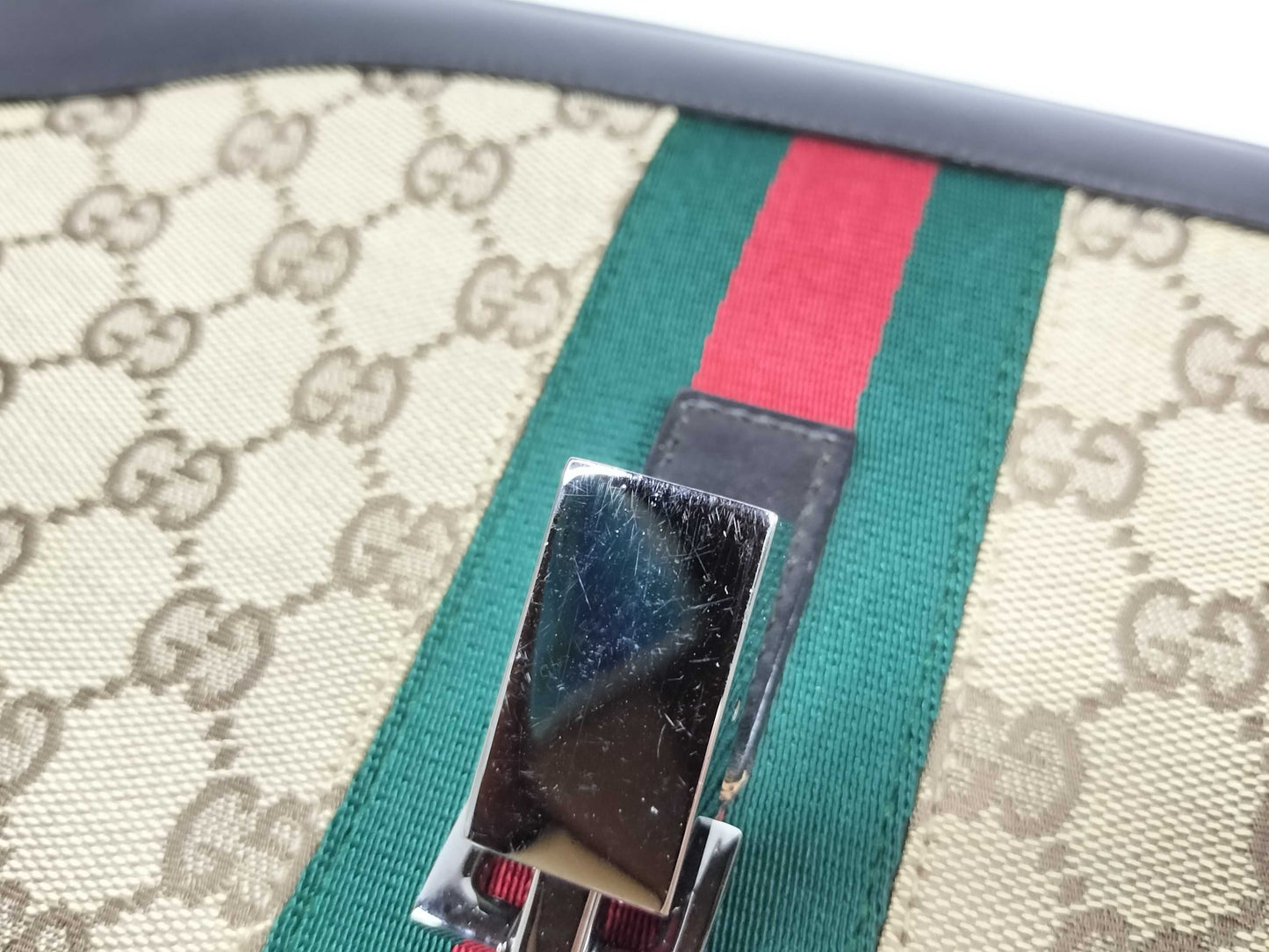 GUCCI Jackie Gucci GG Canvas Sherry Line Jackie Shoulder Bag