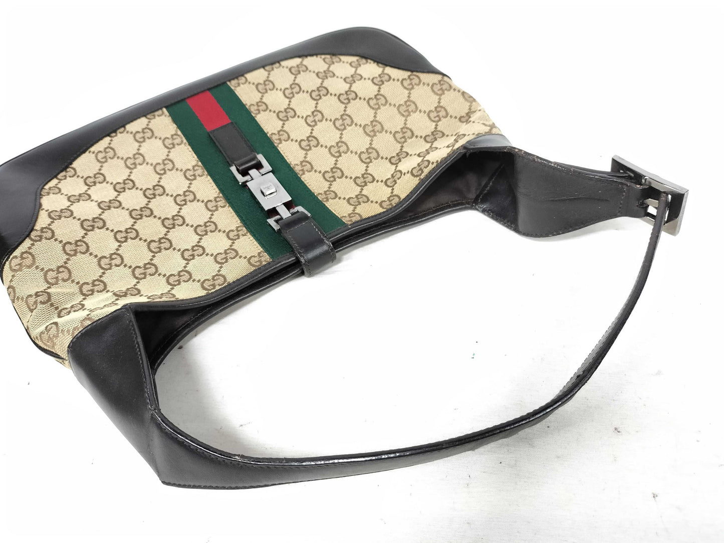 GUCCI Jackie Gucci GG Canvas Sherry Line Jackie Shoulder Bag