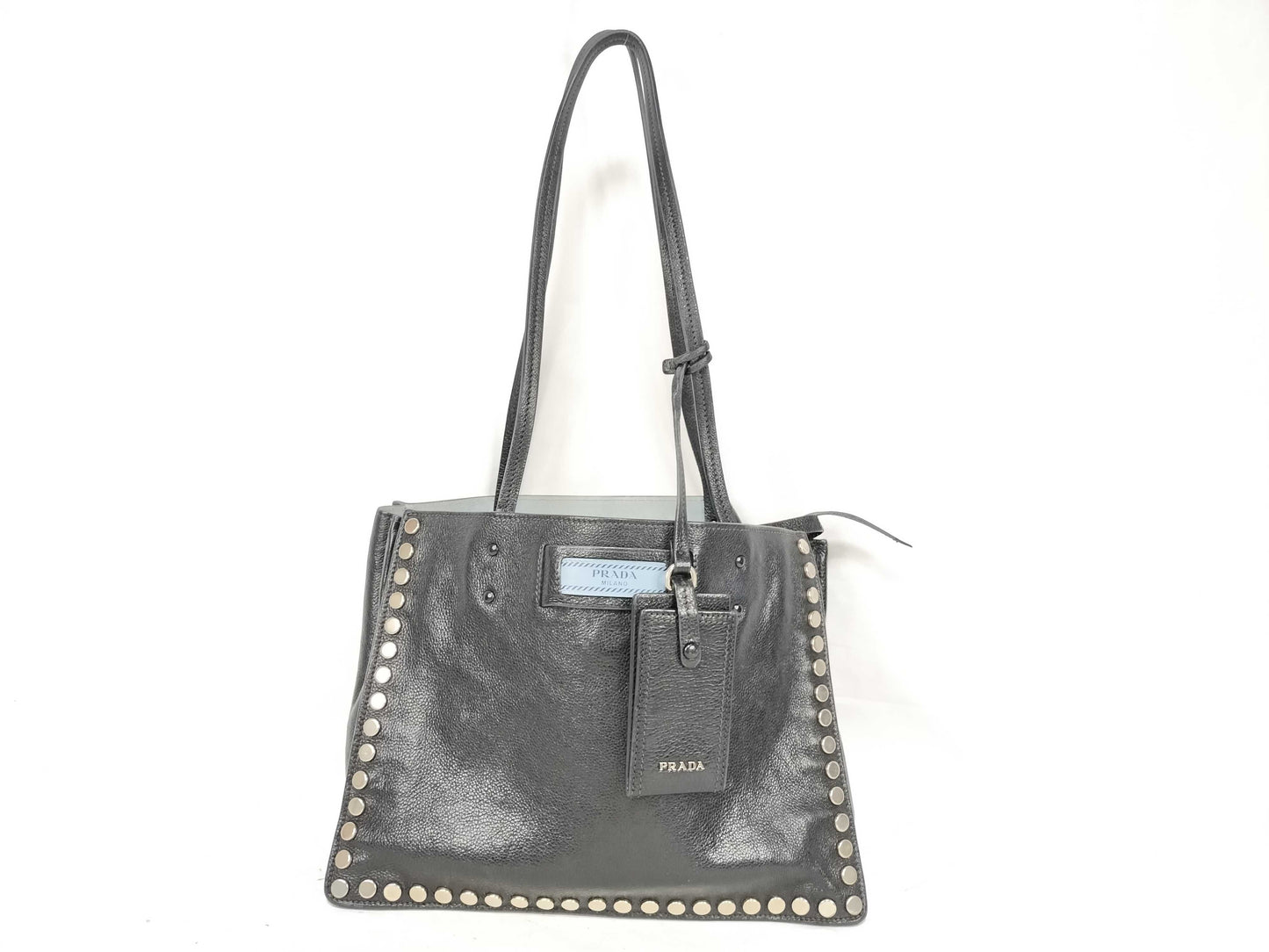 PRADA Etiquet Studded Tote Bag Shoulder Bag