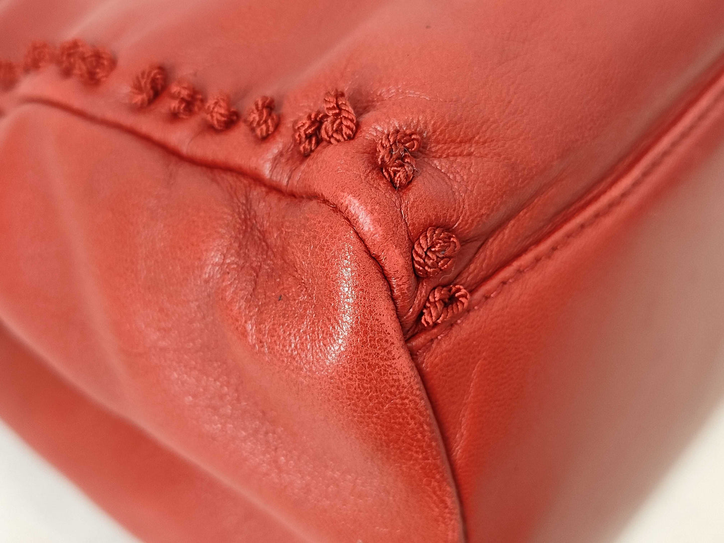 PRADA Prada logo embossed embroidered handbag all leather handbag