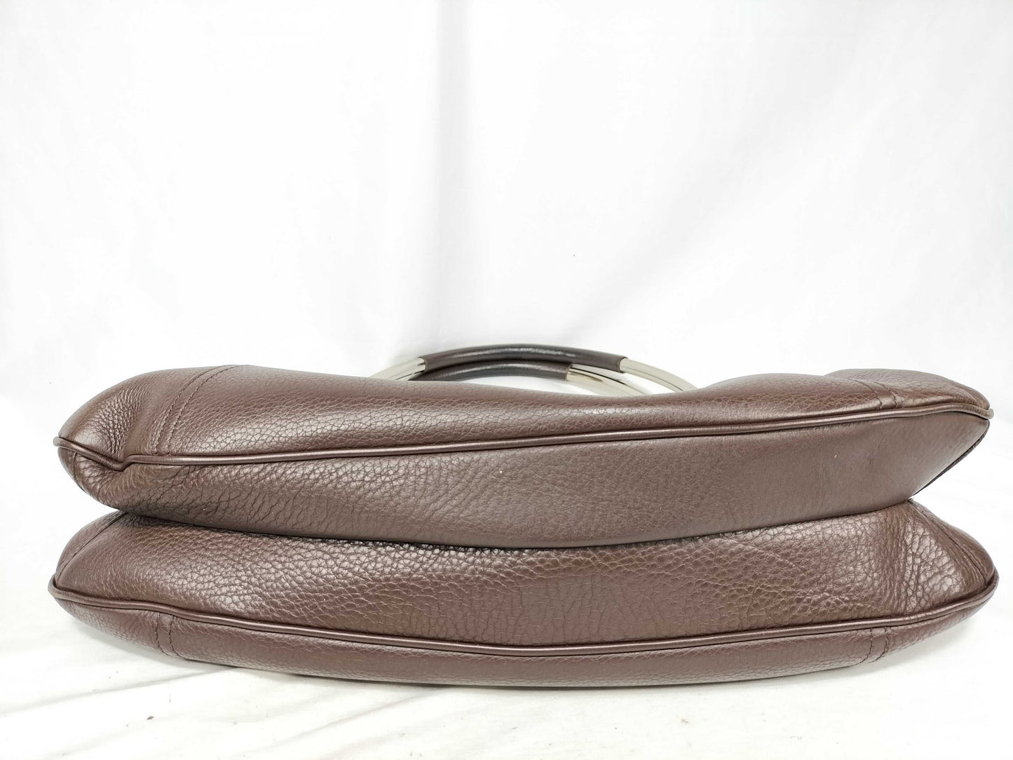 PRADA Prada Metal Handle Hula Hoop Handbag All Leather Shoulder Bag