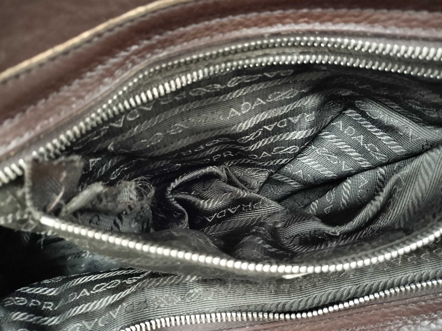 PRADA Prada Metal Handle Hula Hoop Handbag All Leather Shoulder Bag
