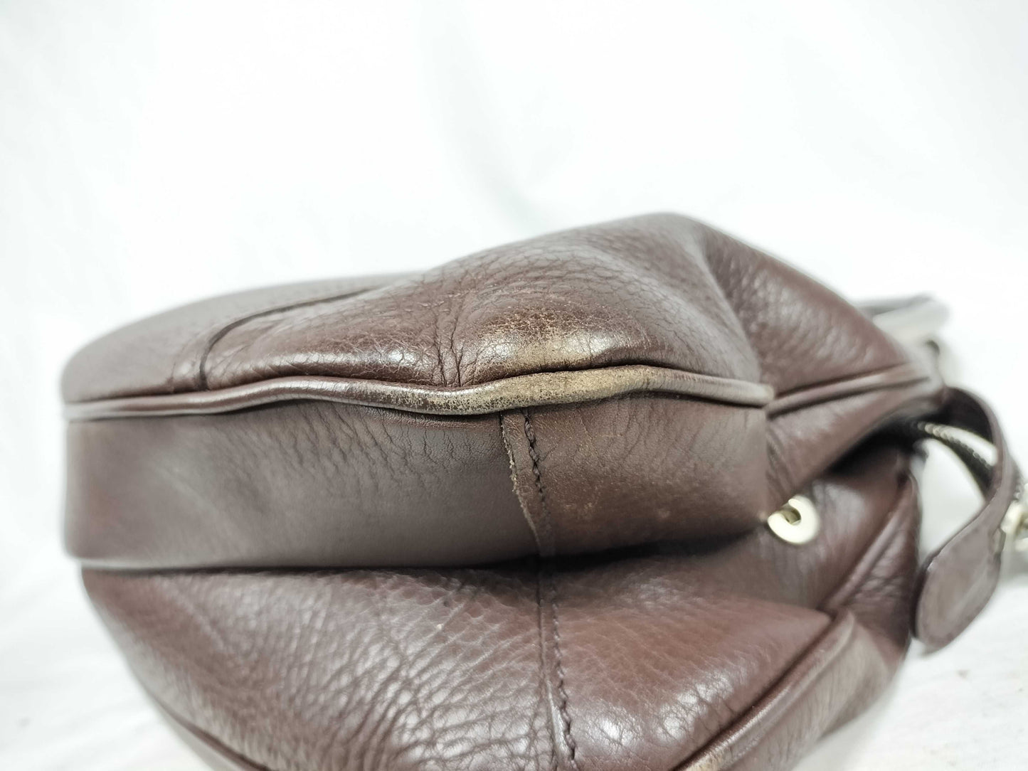 PRADA Prada Metal Handle Hula Hoop Handbag All Leather Shoulder Bag