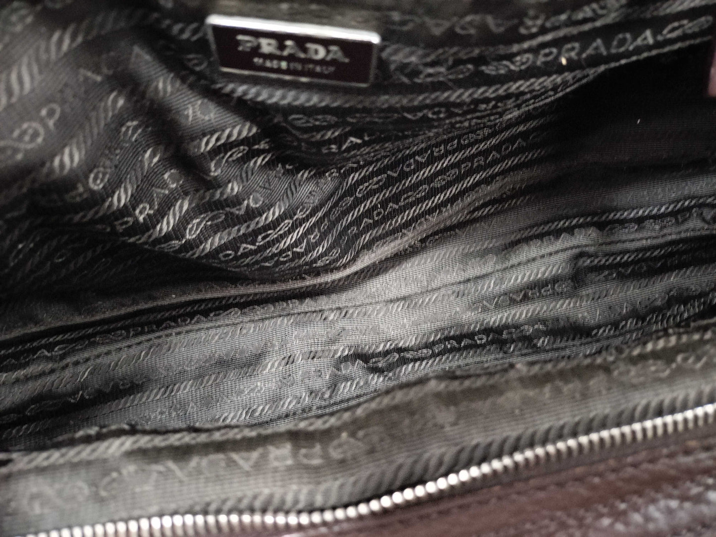 PRADA Prada Metal Handle Hula Hoop Handbag All Leather Shoulder Bag