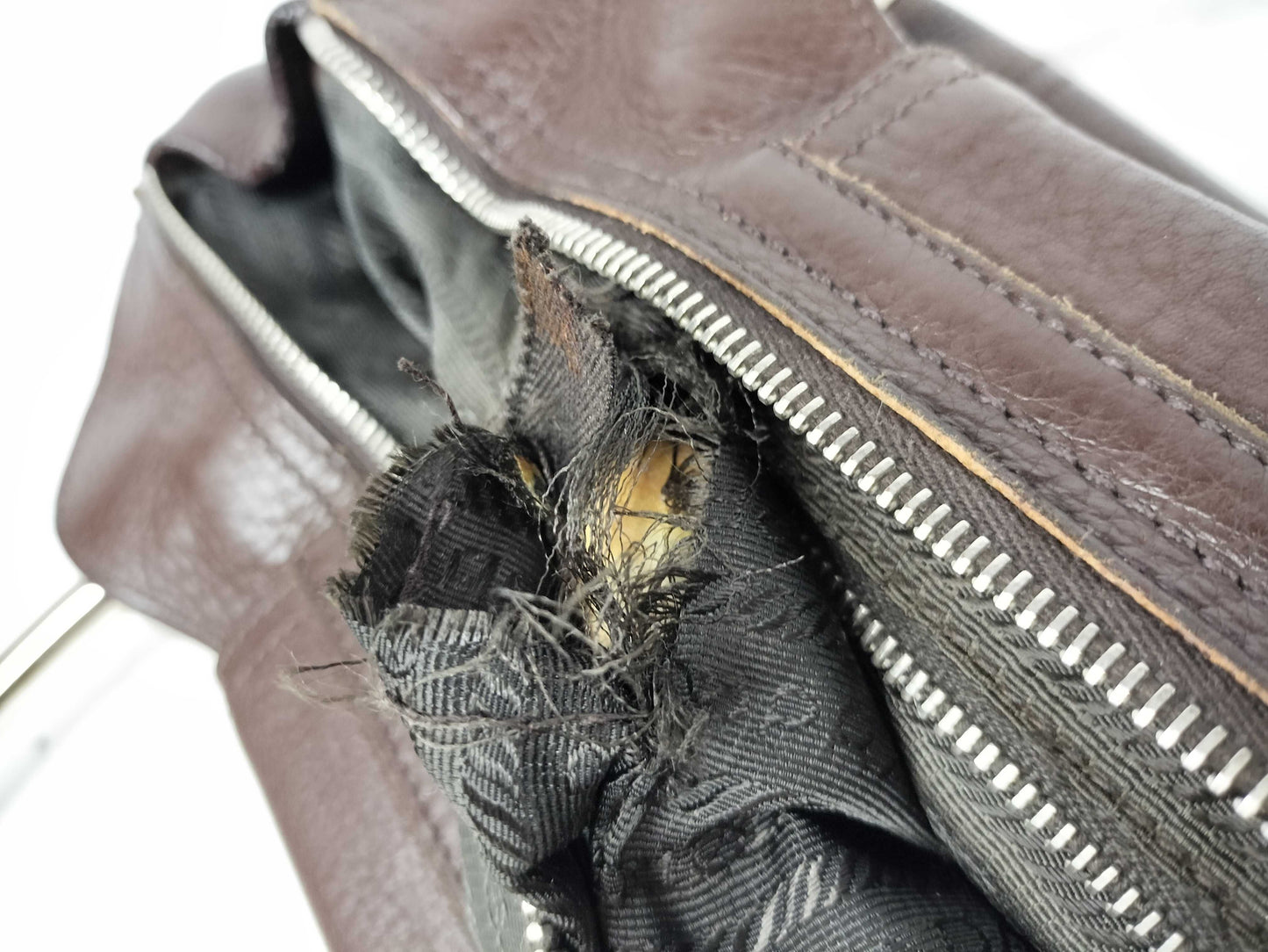 PRADA Prada Metal Handle Hula Hoop Handbag All Leather Shoulder Bag