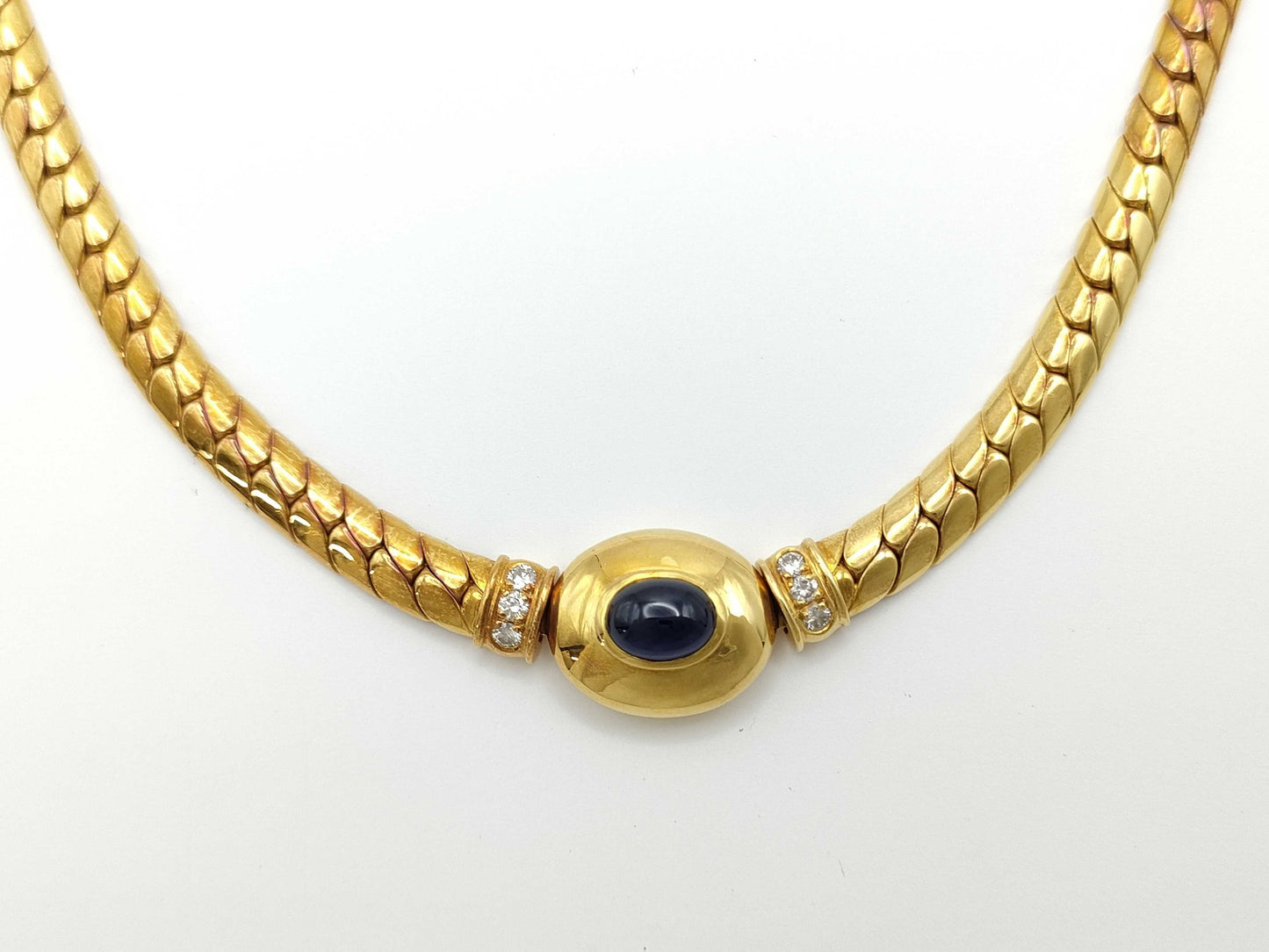 Sapphire and Diamond Necklace, 18K Gold, 55.4g