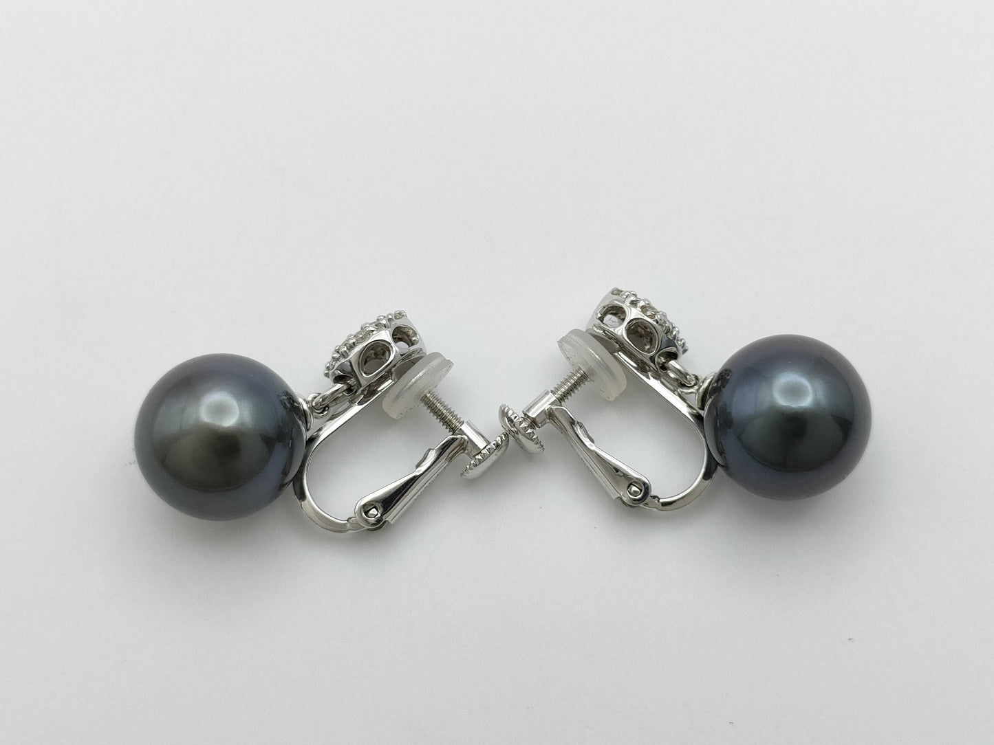 Pearl Earrings, Diameter: Approx. 10.8mm, D0.16/0.16ct, 18K White Gold/14K White Gold, 6.5g