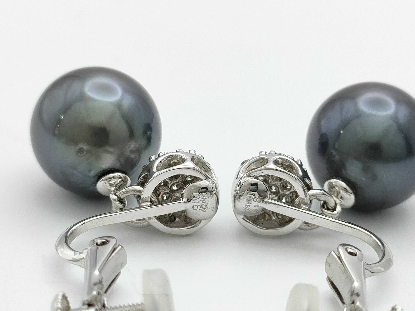 Pearl Earrings, Diameter: Approx. 10.8mm, D0.16/0.16ct, 18K White Gold/14K White Gold, 6.5g