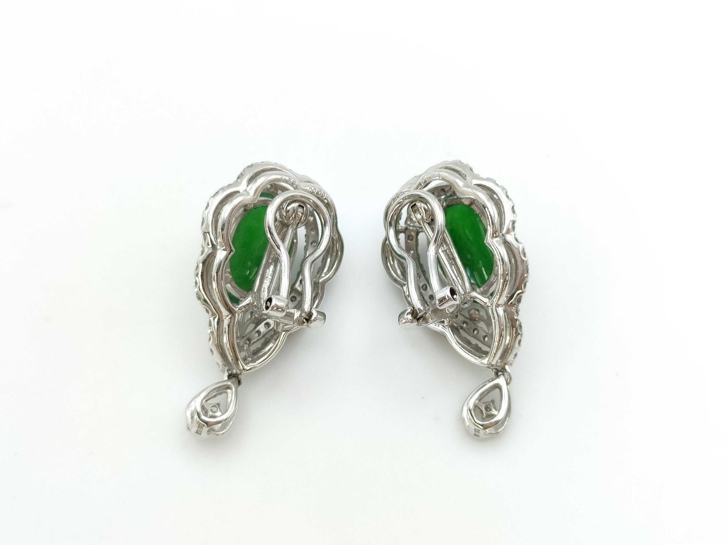 Jadeite 4.23ct D0.65ct / Jadeite 4.29ct D0.65ct K14WG/K18WG 11.8g Earrings