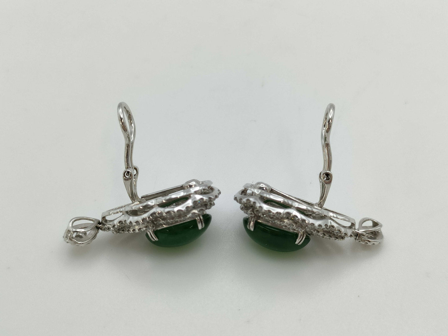 Jadeite 4.23ct D0.65ct / Jadeite 4.29ct D0.65ct K14WG/K18WG 11.8g Earrings