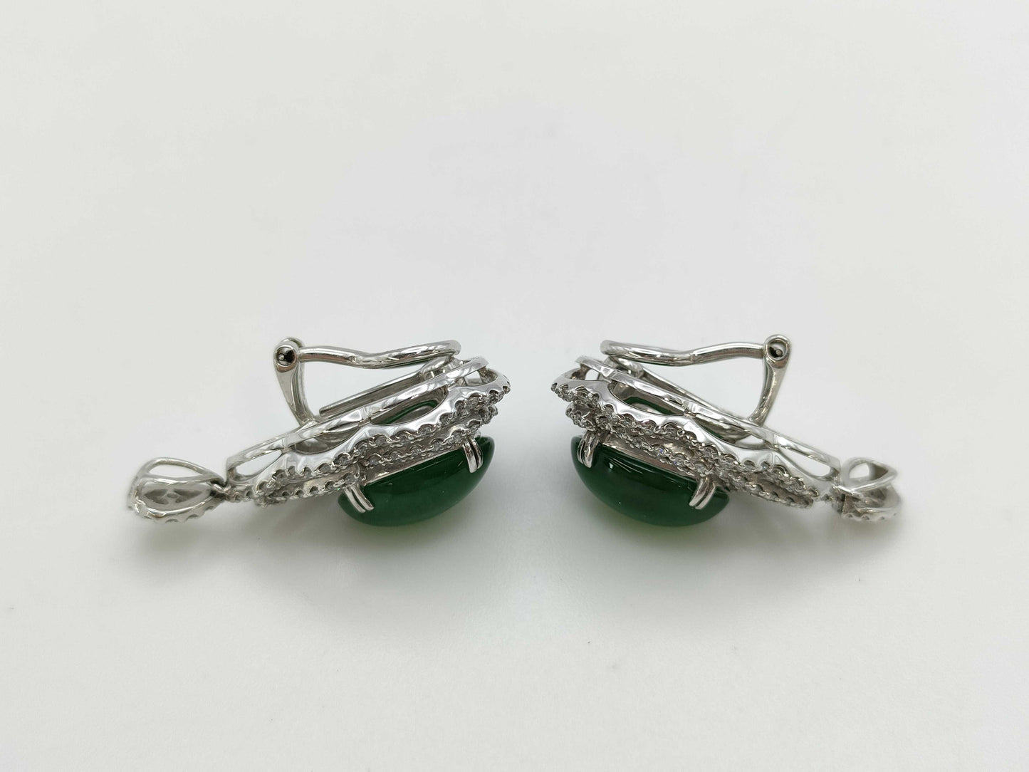 Jadeite 4.23ct D0.65ct / Jadeite 4.29ct D0.65ct K14WG/K18WG 11.8g Earrings