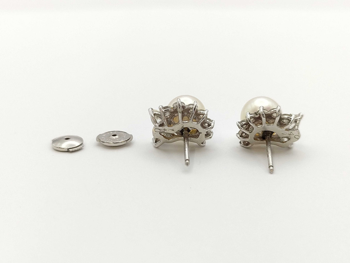 Pearl, Diameter: Approx. 8.0mm, D0.41ct, Pt900, 5.7g, Earrings