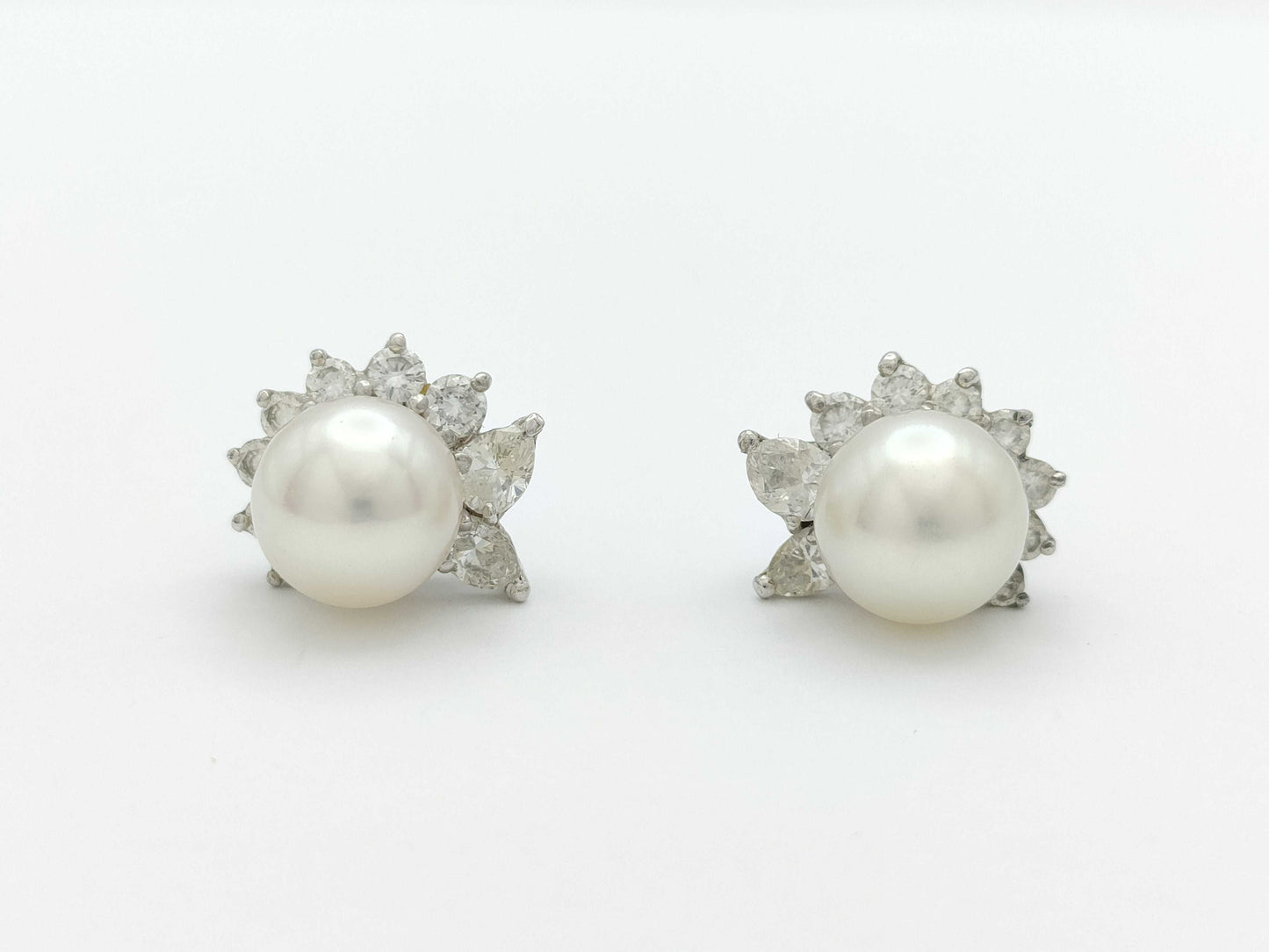 Pearl, Diameter: Approx. 8.0mm, D0.41ct, Pt900, 5.7g, Earrings