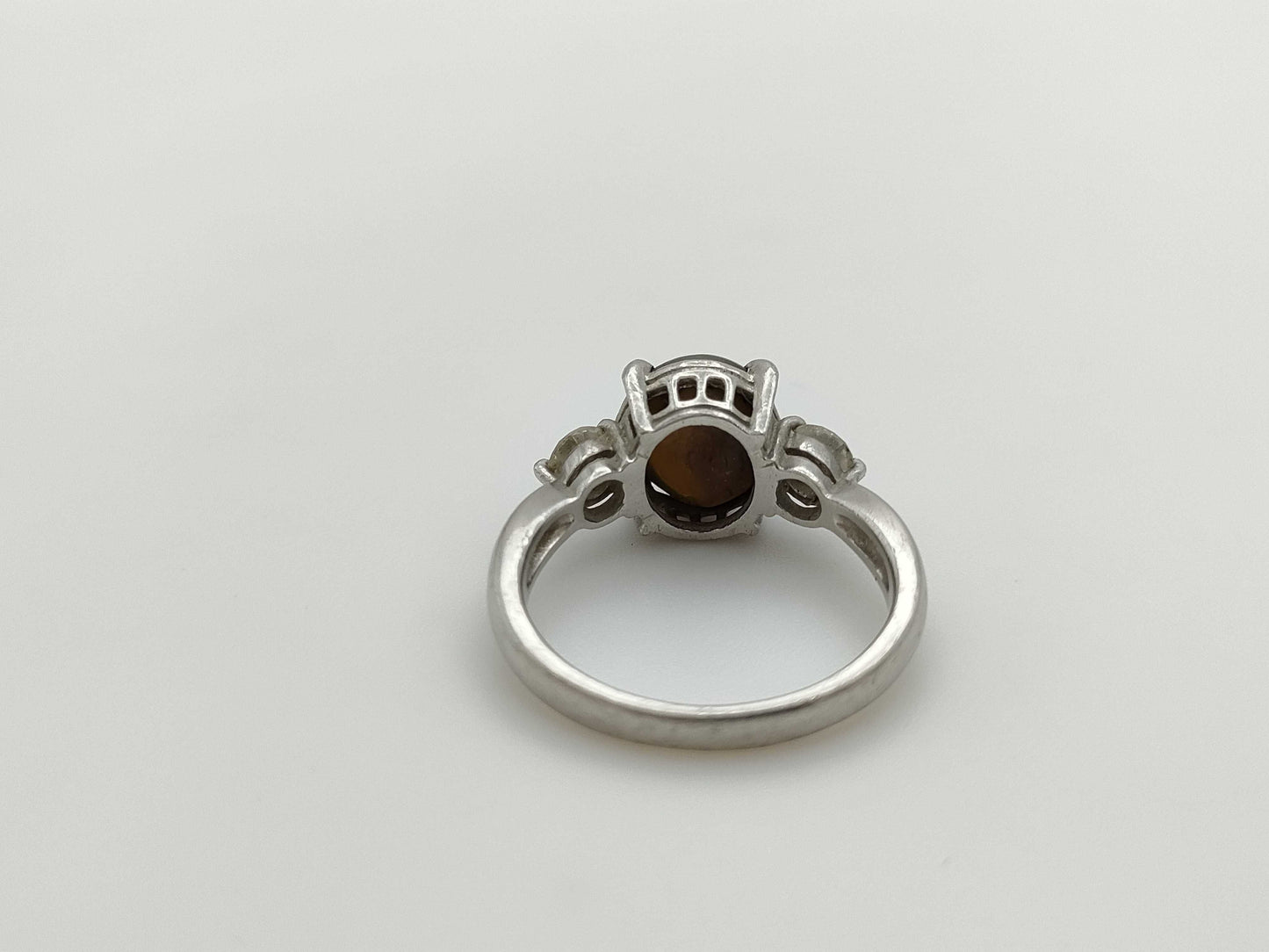 Cat's Eye Stone 3.76ct D0.43ct Pt900 6.0g Ring
