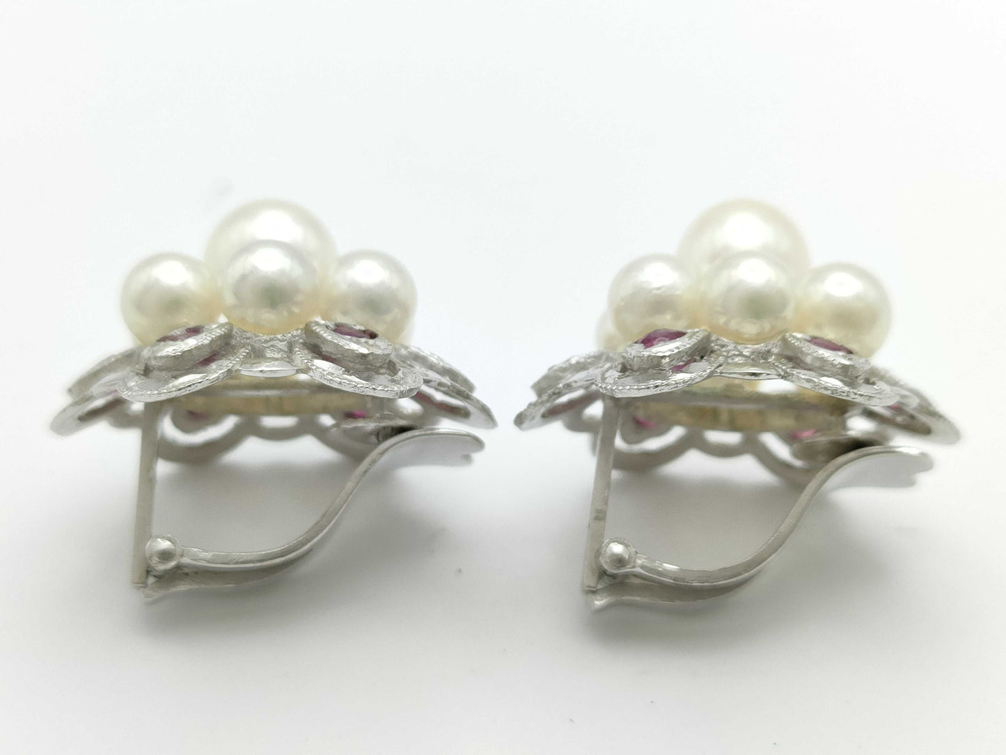Colored Pearl Earrings, Diameter: Approx. 4.5-6.3mm, 11K Gold, 7.7g
