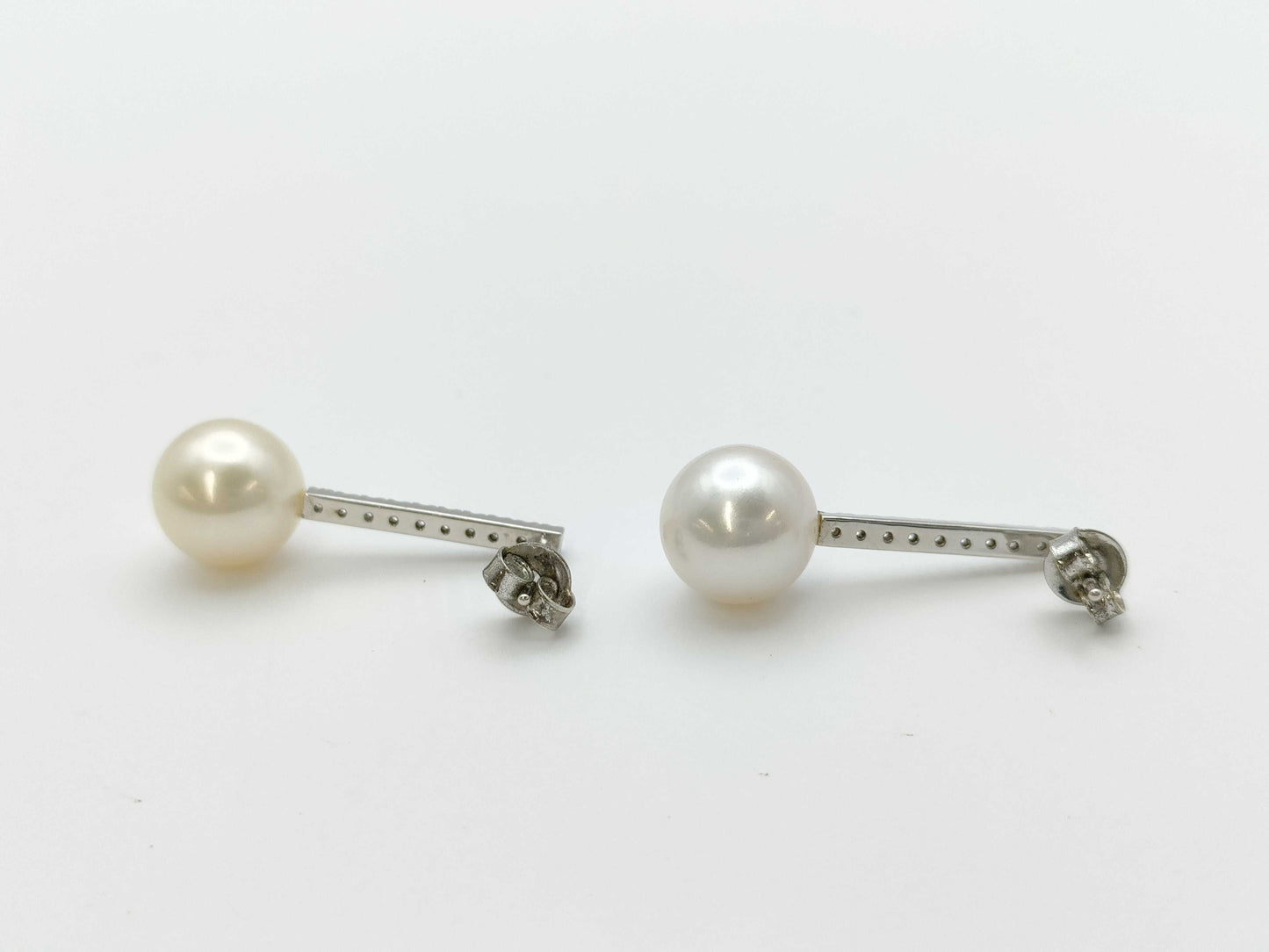 Pearl diameter: Approx. 10.0mm/10.1mm, D0.10ct/0.10ct, 18K White Gold, 4.8g, Earrings