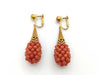 Coral earrings, diameter approximately 3.3-3.5mm, D0.02/0.02ct, 18K gold, 11.0g
