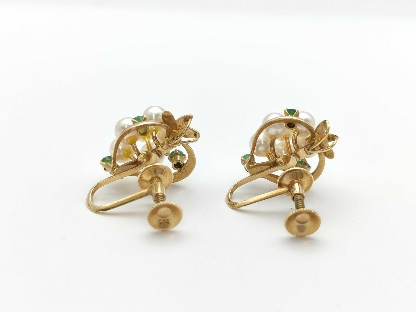 Colored Pearl Earrings, Diameter: Approx. 4.2-4.4mm, 14K Gold, 5.1g
