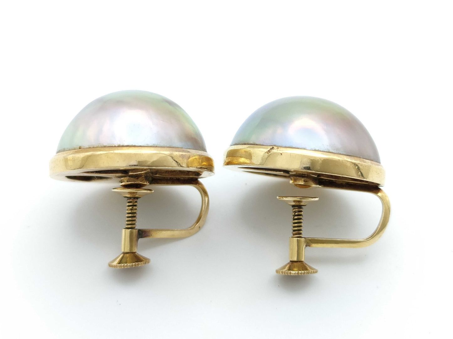 TASAKI Mabe Pearl Earrings, Diameter: Approx. 17.2mm, 14K Gold, 11.4g