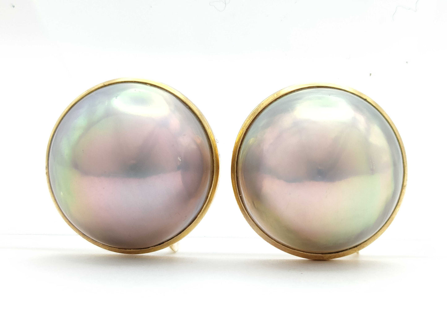 TASAKI Mabe Pearl Earrings, Diameter: Approx. 17.2mm, 14K Gold, 11.4g