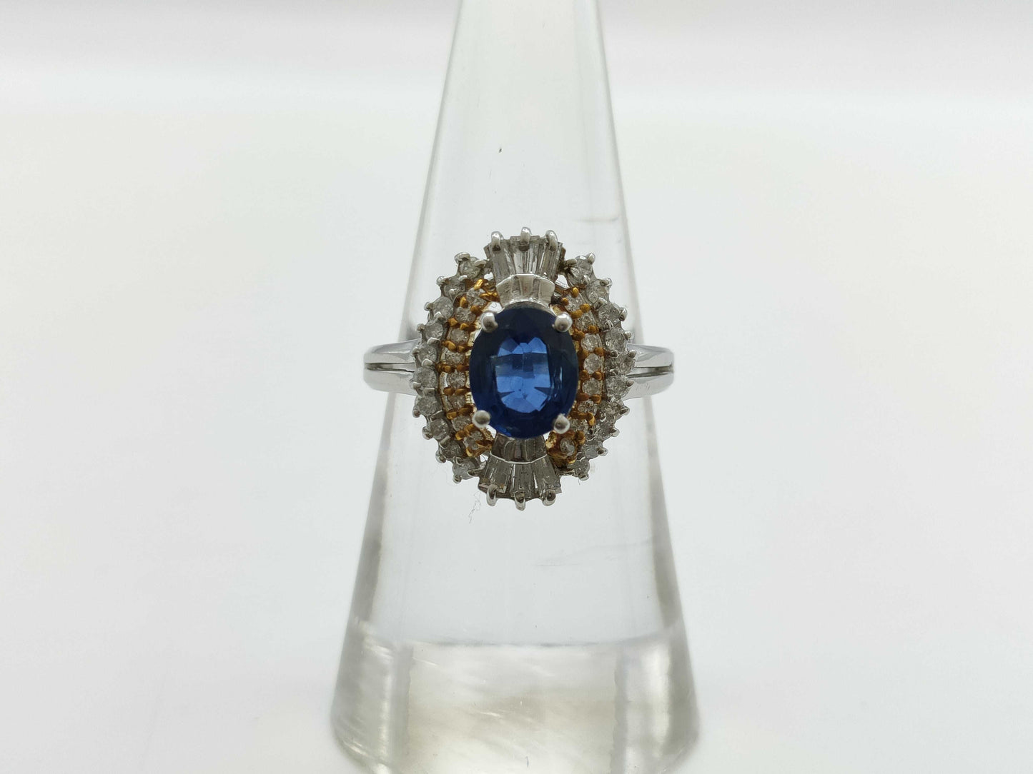 S1.18ct D0.50ct Pt900/K18 6.1g Ring