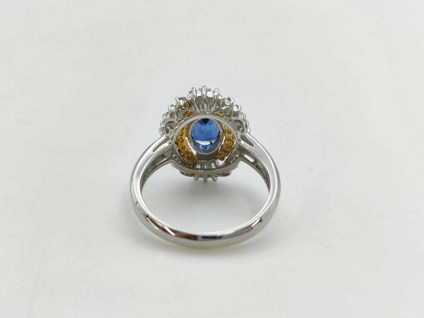 S1.18ct D0.50ct Pt900/K18 6.1g Ring