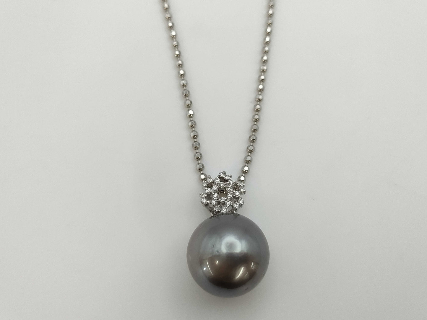 Pearl Necklace, Diameter: Approx. 16.2mm, D0.16ct, 18K White Gold, 15.0g