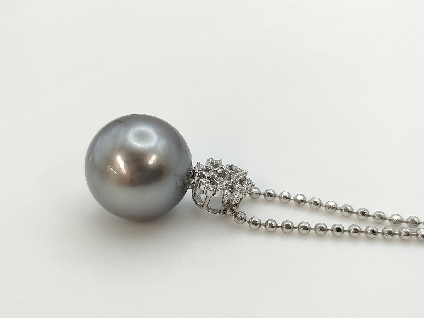 Pearl Necklace, Diameter: Approx. 16.2mm, D0.16ct, 18K White Gold, 15.0g