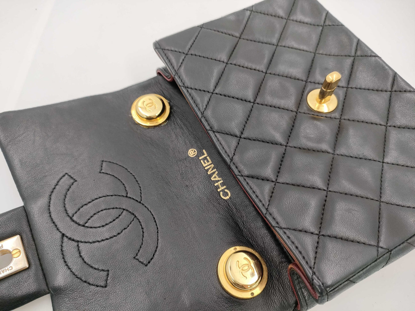 CHANEL Mini Matelasse Lambskin Top Handle Black Shoulder Bag