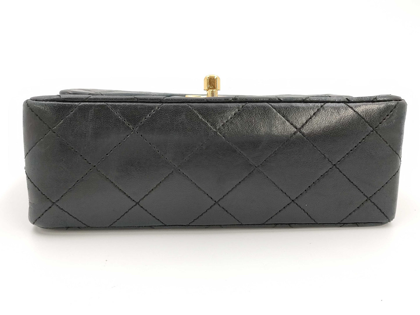 CHANEL Mini Matelasse Lambskin Top Handle Black Shoulder Bag