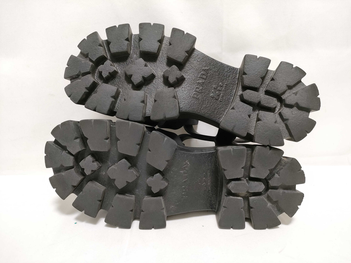 PRADA Prada Monolith Rubber Gurkha Sandals with Logo Plate, Black