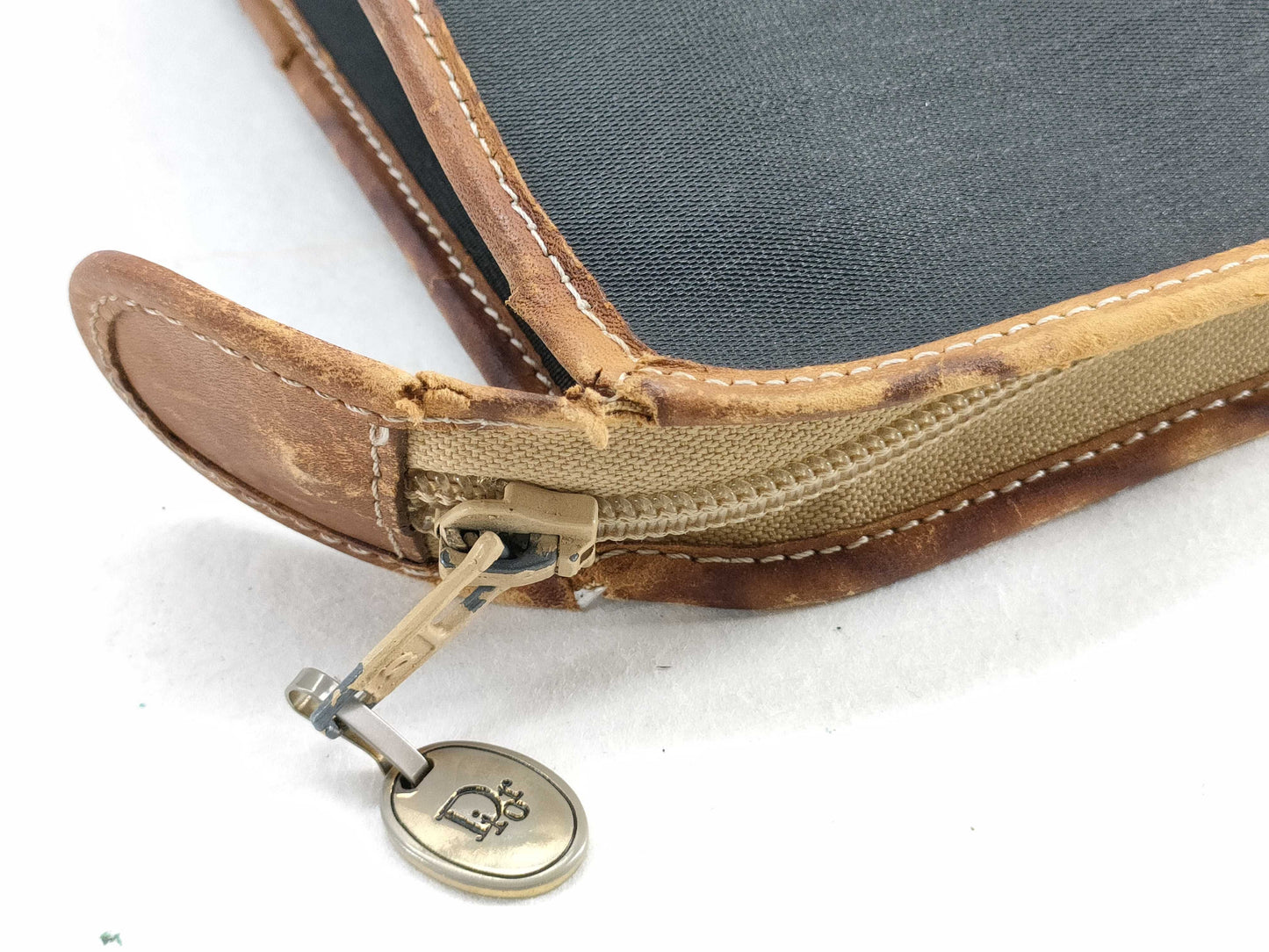 Dior Christian Dior Leather Second Bag Black x Brown Second Bag