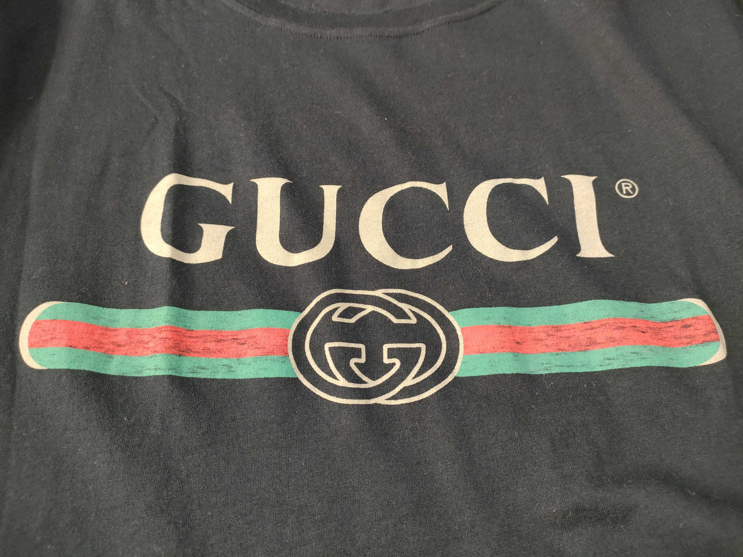 GUCCI GUCCI Logo Sherry T-shirt 440103 Size XL Black T-shirt