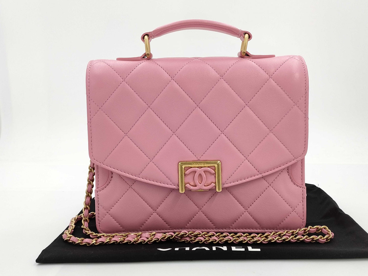 CHANEL Matelasse 2-Way Chain Shoulder Bag AS4184 Pink