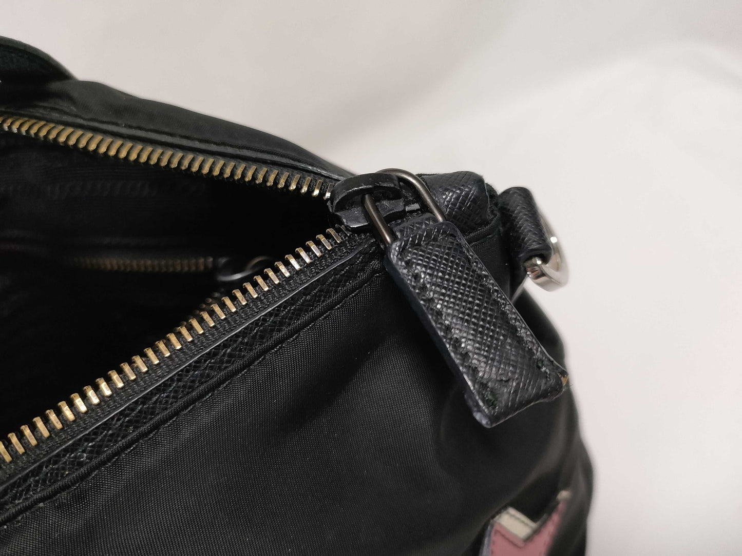 PRADA Nylon Prada Nylon Tessuto Robot 2-Way Handbag Black x Pink Handbag