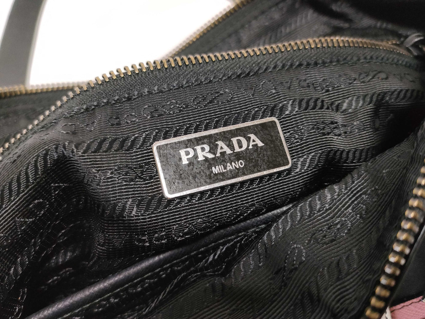 PRADA Nylon Prada Nylon Tessuto Robot 2-Way Handbag Black x Pink Handbag