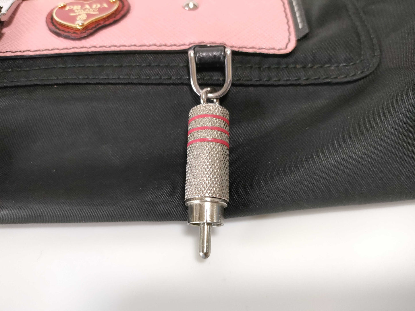 PRADA Nylon Prada Nylon Tessuto Robot 2-Way Handbag Black x Pink Handbag