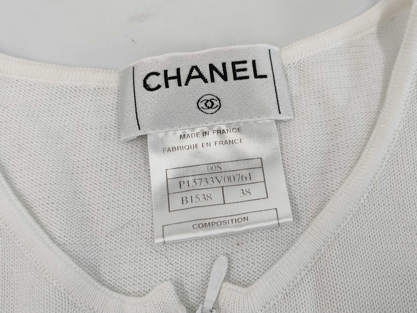 CHANEL 00S Logo Zip-Up Top P15733 White Size 38 Tops