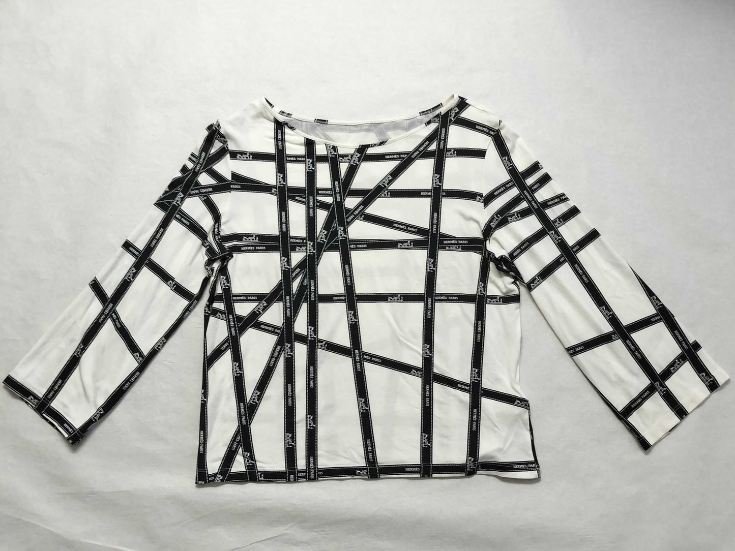 HERMES Ribbon Print Cut and Sew Top