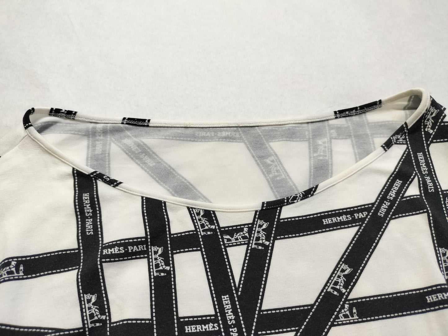 HERMES Ribbon Print Cut and Sew Top