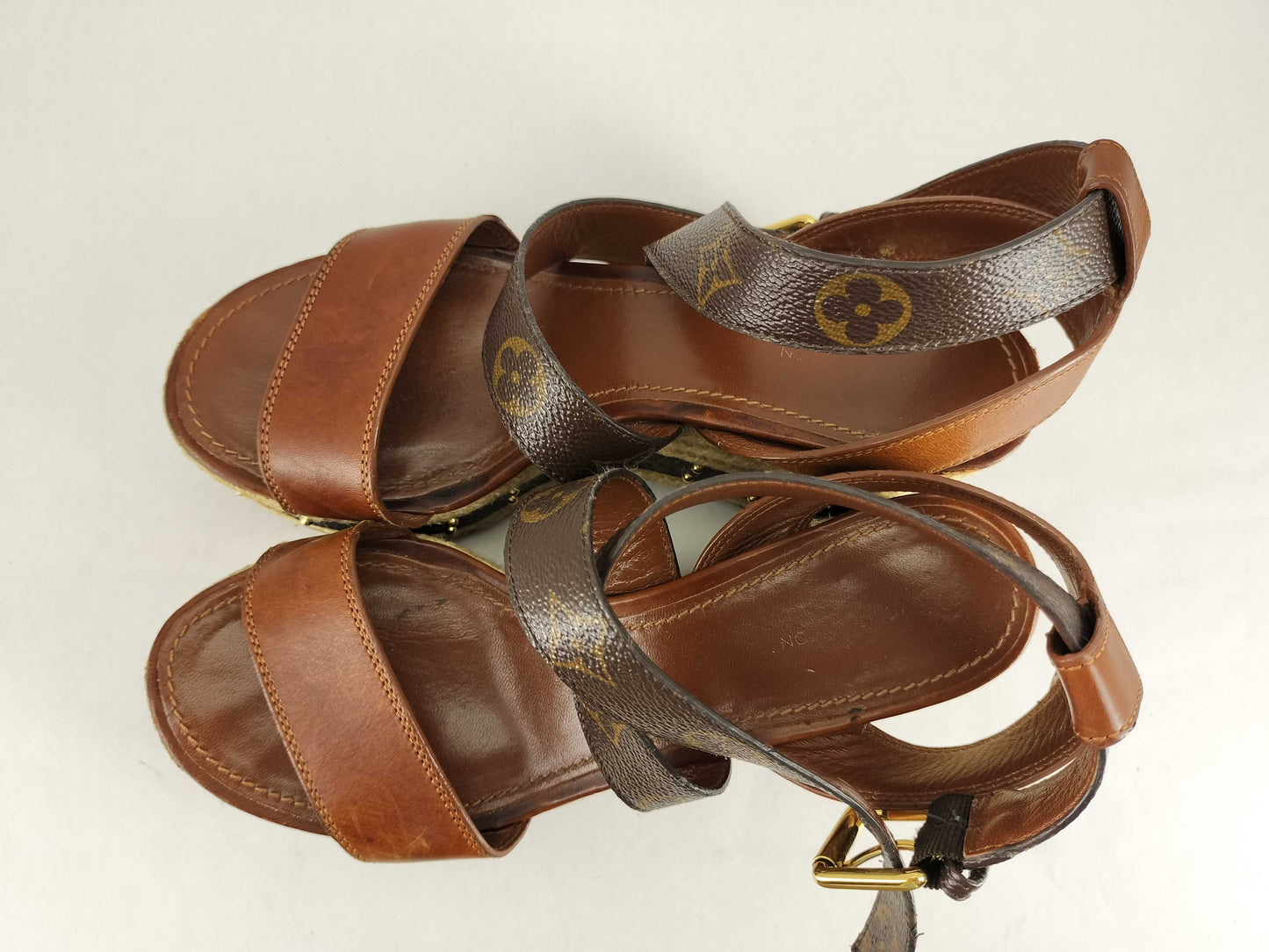 LOUIS VUITTON Monogram Louis Vuitton Monogram Vedge Sole Sandals