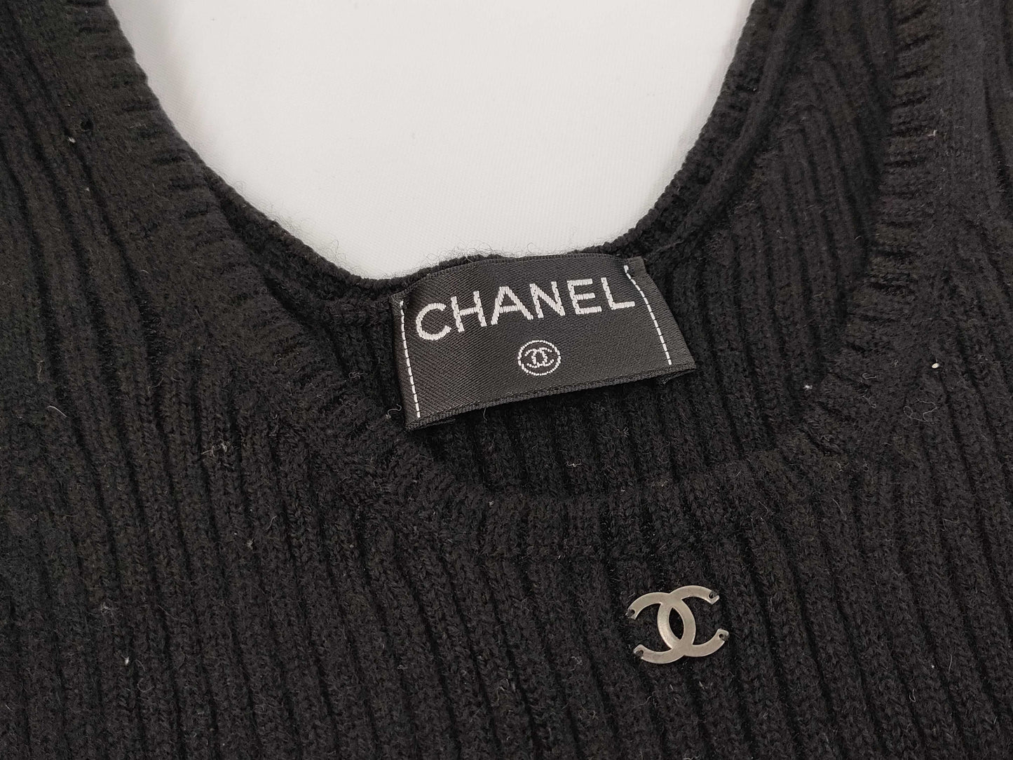CHANEL Coco Mark One Point Knit Vest Top