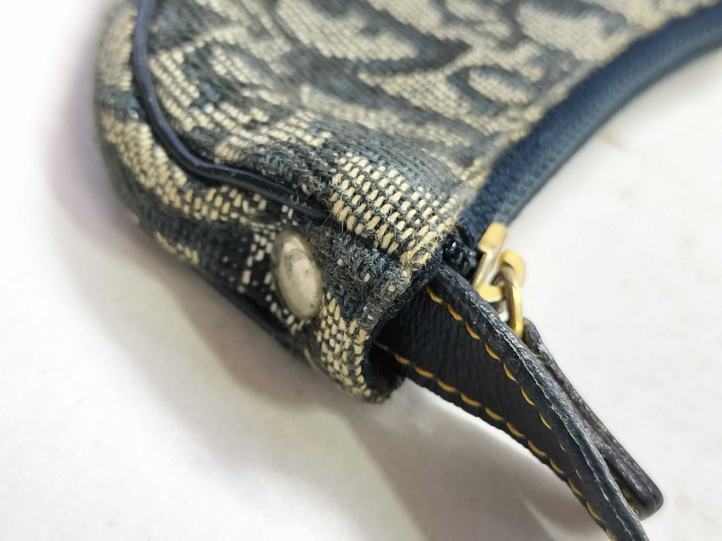 Dior Trotter Saddle Pouch in Navy Canvas.