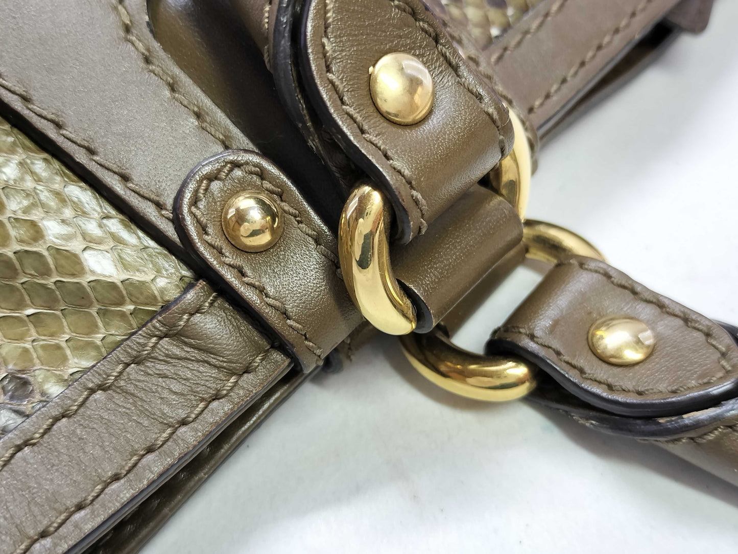 GUCCI GG GUCCI Python Tote Bag with GG Hardware 269953 Tote Bag