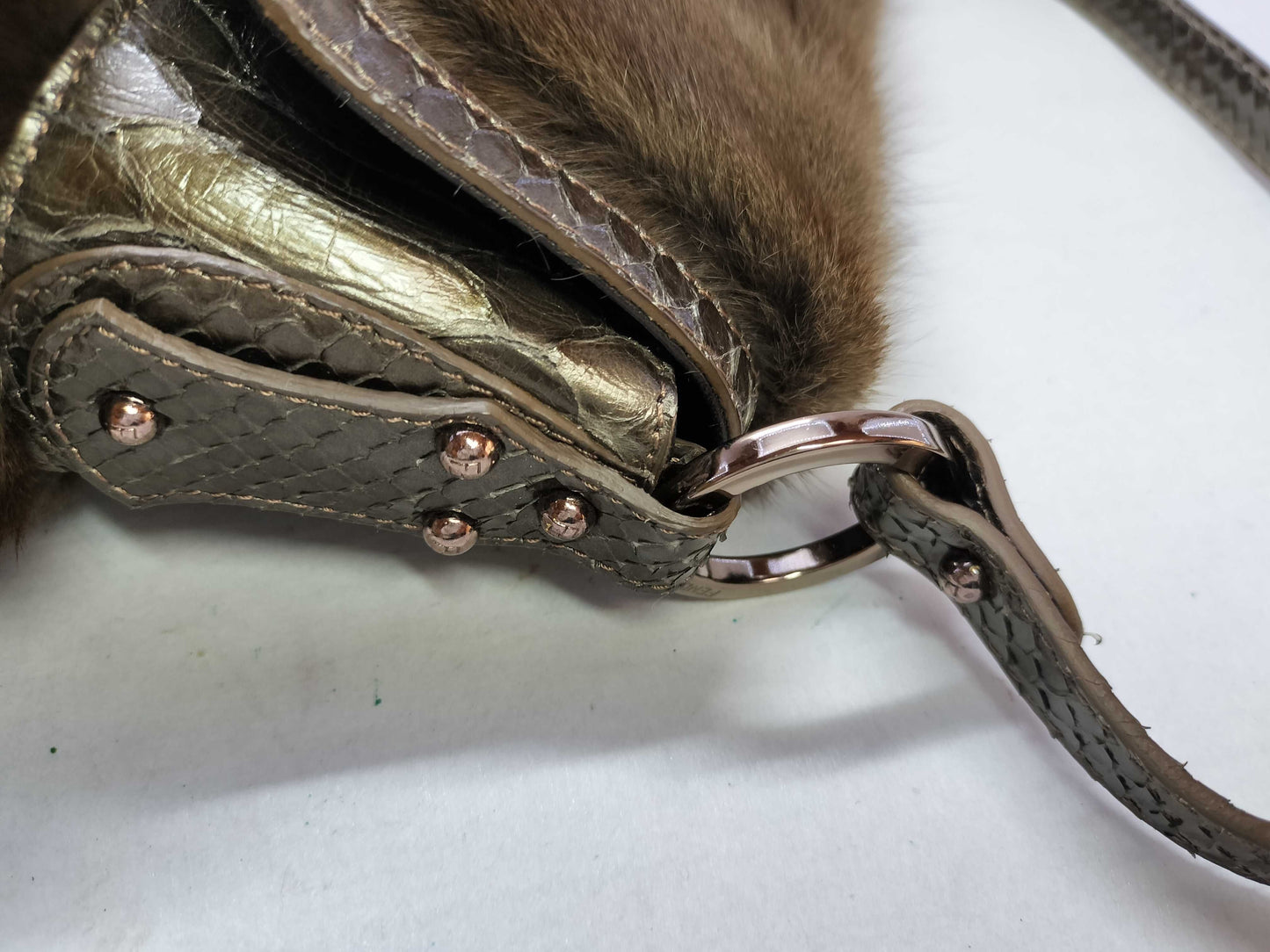 FENDI FENDI Python Fur Chef Bag Handbag