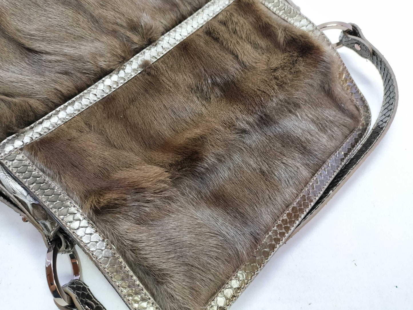 FENDI FENDI Python Fur Chef Bag Handbag
