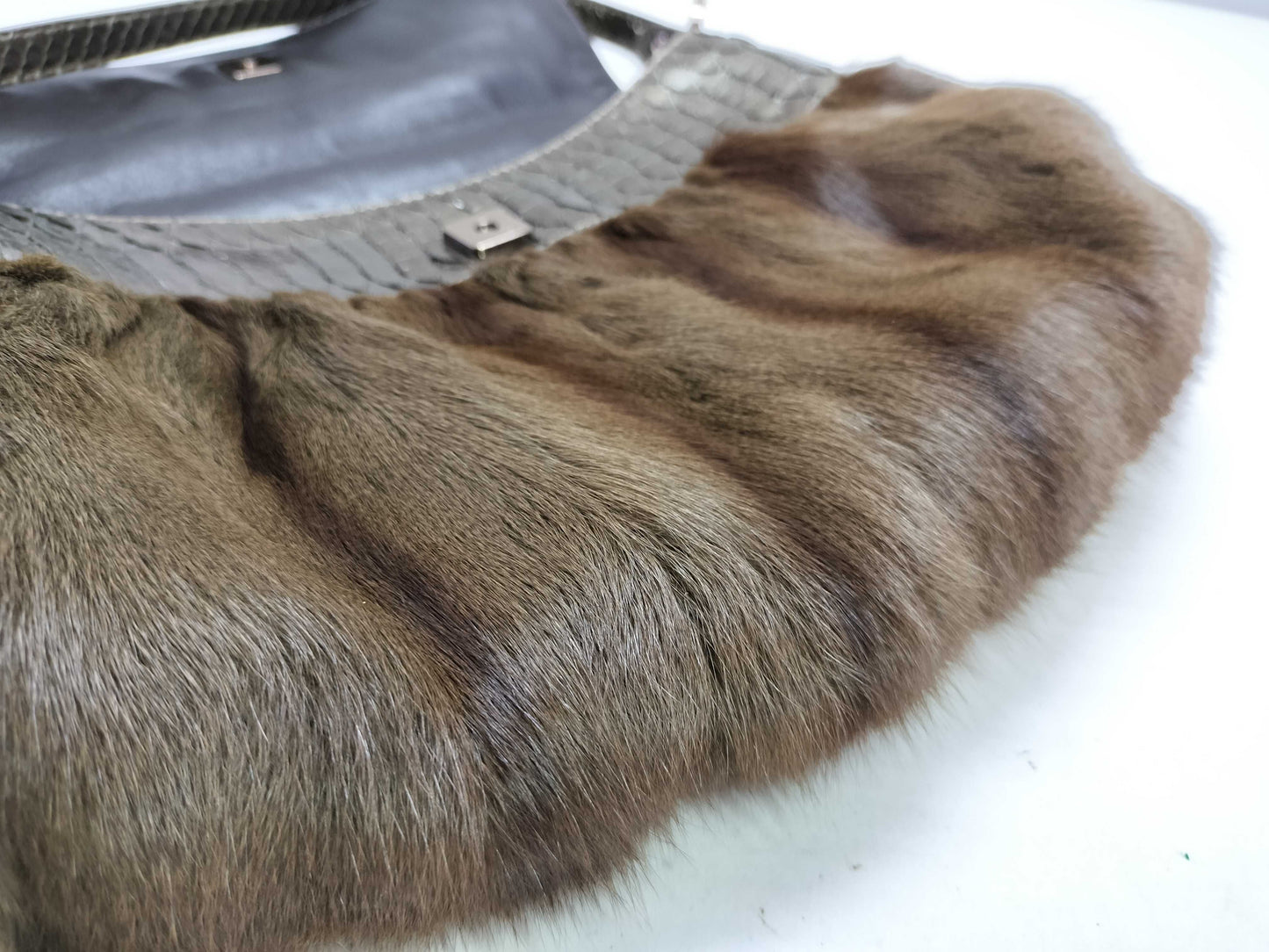 FENDI FENDI Python Fur Chef Bag Handbag
