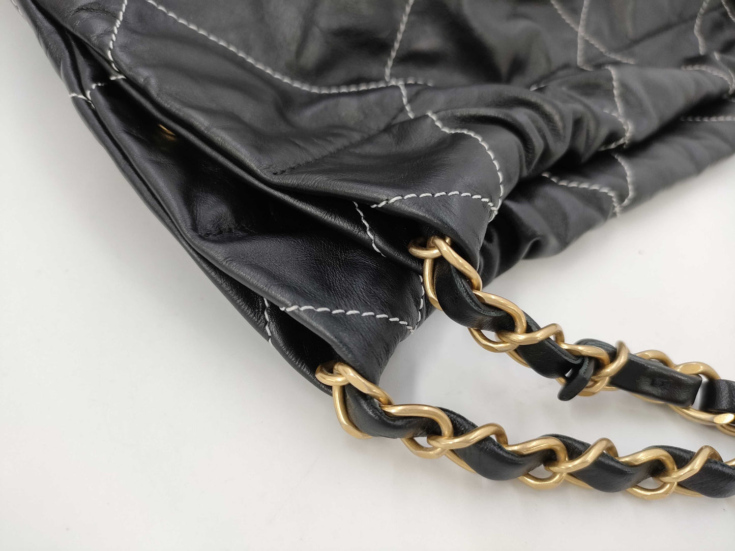CHANEL Shoulder Bag AS3261 Black Calfskin MAT GOLD Shoulder Bag